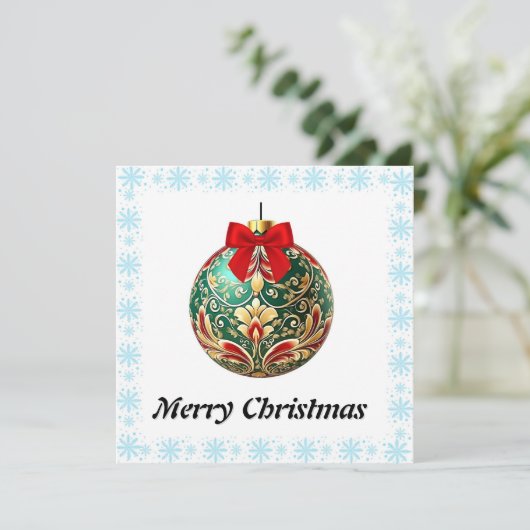 シックエレガントなメ素朴リーカラフルスのクリスマスボール シーズンカード (スタンド正面)