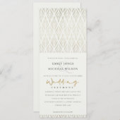 シックエレガントなモダンアールデコホワイトシルバー結婚ズ 招待状 (正面/裏面)