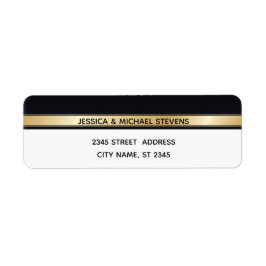 シックエレガントなモダン白黒と金ゴールド結婚ズ ラベル