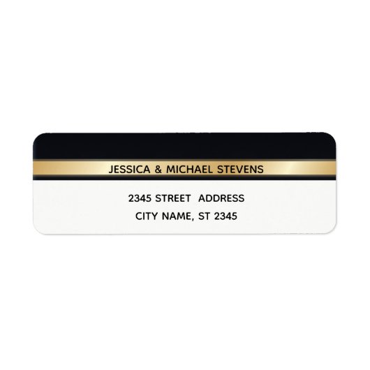 シックエレガントなモダン白黒と金ゴールド結婚ズ ラベル (正面)
