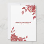 シックエレガントなロマンチックな赤のバラQuinceanera 招待状 (裏面)