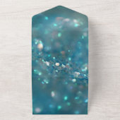 シックエレガントな上品なブルーグリッター結婚ズ・オールインオン オールインワン招待状 (外側)