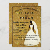 シックエレガントな上品な素朴金ゴールド結婚式招待状 招待状 (正面/裏面)