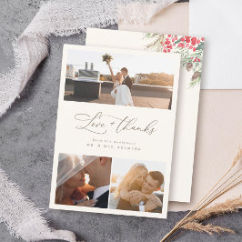 シックエレガントな冬のウェディングスクリプトありがとう サンキューカード