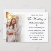 シックエレガントな台本の結婚式の写真 招待状 (正面)