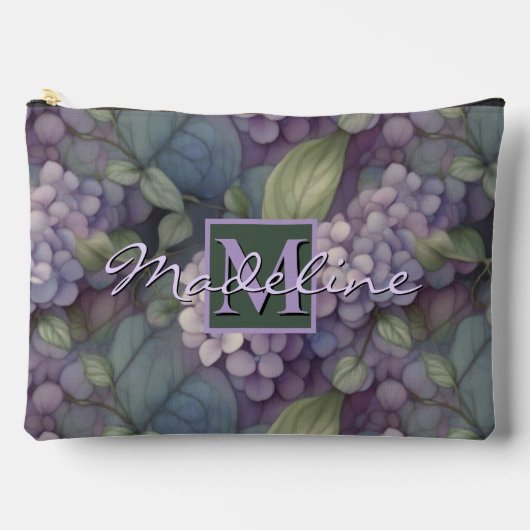 シックエレガントな埃っぽい紫のボホ水色フローラ アクセサリーポーチ (正面)