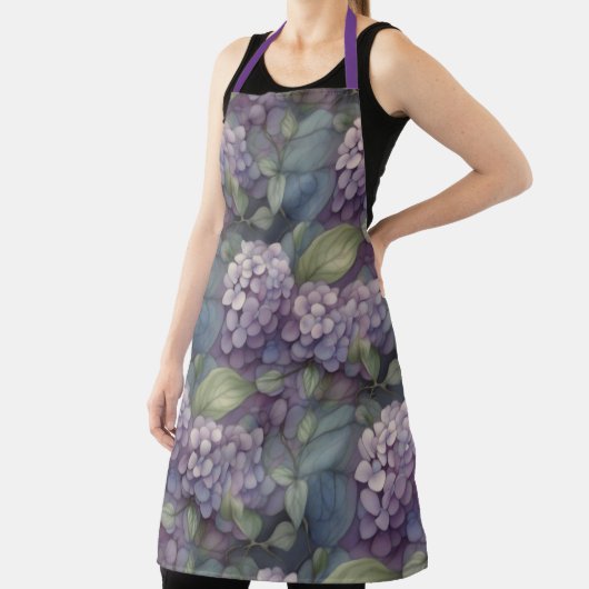 シックエレガントな埃っぽい紫のボホ水色フローラ エプロン (インサイチュ)
