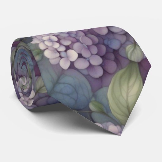 シックエレガントな埃っぽい紫のボホ水色フローラ ネクタイ (ロール)