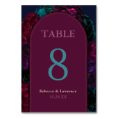 シックエレガントな宝石のトーンがブルゴーニュ結婚ーの花 テーブルナンバー (正面)