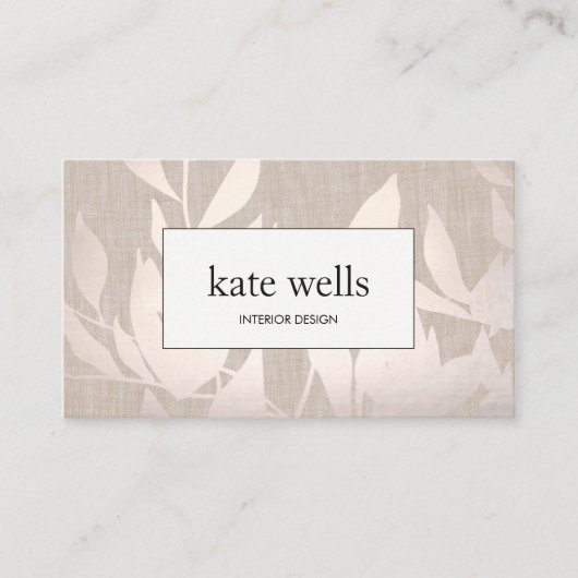 シックエレガントな暖かいシルバー離れインテリアデザイナー 名刺 (正面)