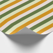 シックエレガントな暖かい緑、ピンクと金ゴールドストライプ ラッピングペーパー (角)