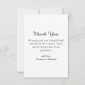 シックエレガントな書道3枚結婚写真 サンキューカード (裏面)