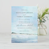 シックエレガントな水カラービーチオールインワン結婚ズ 招待状 (スタンド正面)