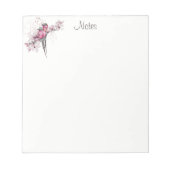 シックエレガントな水彩鳥ピンクの金ゴールドフローラ ノートパッド (正面)