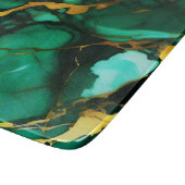 シックエレガントな濃い緑の黄金色のフェイク大理石 カッティングボード (角)