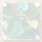 シックエレガントな濃い緑の黄金色のフェイク大理石 ガラスコースター (裏面)