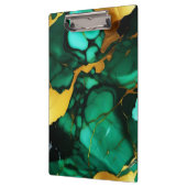 シックエレガントな濃い緑の黄金色のフェイク大理石 クリップボード (左)