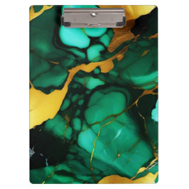 シックエレガントな濃い緑の黄金色のフェイク大理石 クリップボード