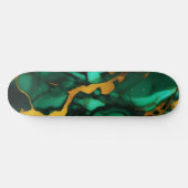 シックエレガントな濃い緑の黄金色のフェイク大理石 スケートボード (横)