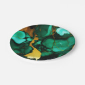 シックエレガントな濃い緑の黄金色のフェイク大理石 ペーパープレート (アングル)