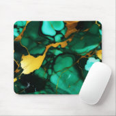 シックエレガントな濃い緑の黄金色のフェイク大理石 マウスパッド (マウス)