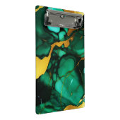 シックエレガントな濃い緑の黄金色のフェイク大理石 ミニクリップボード (アングル)