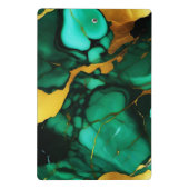 シックエレガントな濃い緑の黄金色のフェイク大理石 ミニクリップボード (裏面)