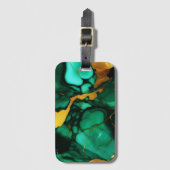シックエレガントな濃い緑の黄金色のフェイク大理石 ラゲッジタグ (正面縦)