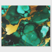 シックエレガントな濃い緑の黄金色のフェイク大理石 ラッピングペーパー (フラット)