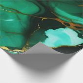 シックエレガントな濃い緑の黄金色のフェイク大理石 ラッピングペーパー (角)