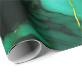シックエレガントな濃い緑の黄金色のフェイク大理石 ラッピングペーパー (ロールコーナー)