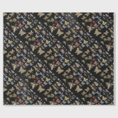 シックエレガントな牧草地バタフライ虫ブラックビートル ラッピングペーパー (フラット)