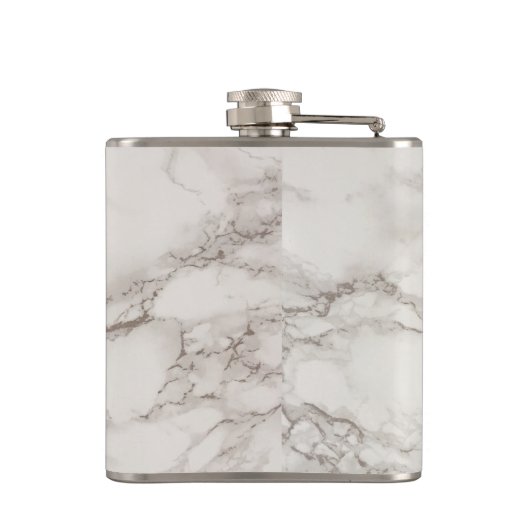 シックエレガントな白と黒の大理石のパターン フラスク (裏面)