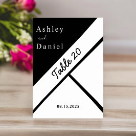 シックエレガントな白黒のクラッシーモダンス結婚ズ テーブルナンバー