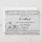 シックエレガントな白黒のスクリプフォーマルト結婚ス 招待状 (正面)