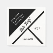 シックエレガントな白黒のモダン誕生日 スタンダードカクテルナプキン (正面)