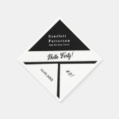 シックエレガントな白黒のモダン誕生日 スタンダードカクテルナプキン (角)