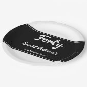 シックエレガントな白黒のモダン誕生日 ペーパープレート (アングル)