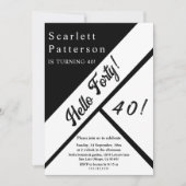 シックエレガントな白黒のモダン誕生日 招待状 (正面)