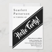 シックエレガントな白黒のモダン誕生日 招待状 (正面)