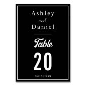 シックエレガントな白黒ミニマル結婚の テーブルナンバー (正面)