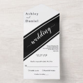 シックエレガントな白黒モダン結婚の オールインワン招待状 (内側)