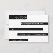 シックエレガントな白黒モダン結婚の 出欠カード (正面)