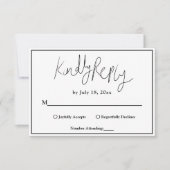 シックエレガントな白黒モダン結婚の 出欠カード (正面)