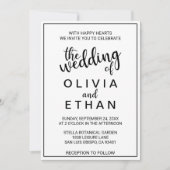 シックエレガントな白黒モダン結婚の 招待状 (正面)