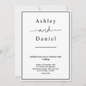 シックエレガントな白黒モダン結婚の 招待状 (正面)