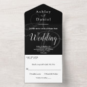 シックエレガントな白黒モノグラム結婚の オールインワン招待状 (内側)