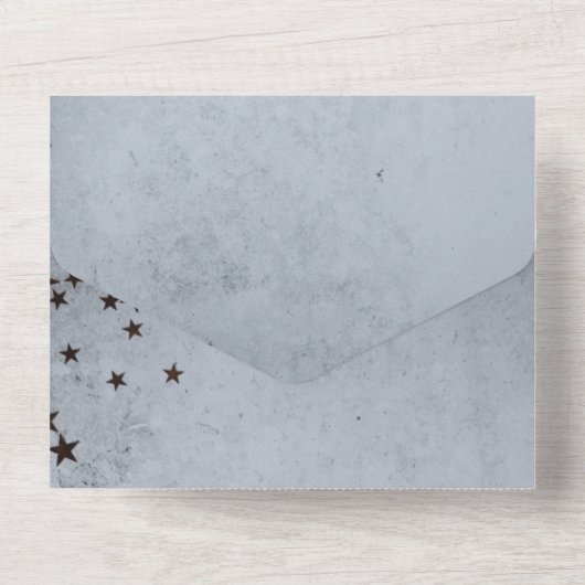 シックエレガントな素朴な灰色の星のラ結婚イツすべて オールインワン招待状 (裏面)