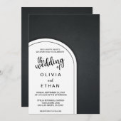 シックエレガントな素朴ファンシーな黒結婚式招待状 招待状 (正面/裏面)