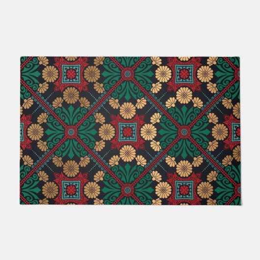 シックエレガントな装飾タイル模様 ドアマット (正面)